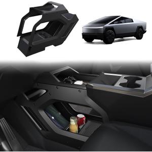 Cyber Truck Center Console Organizer 20232026, Double-Layer Lower Tray Storage Box System, Custom Fit Interior Cyber Truck Accessories (Black)
