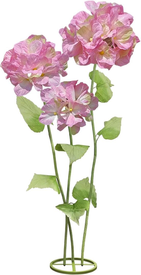 3Pcs Artificial Hydrangea Flowers for Outside, Large Flower Decorations for Birthday Party, Fake Flowers for Garden, Hotel, Office, Home Farmhouse Decor, Wedding, Art Gallery, Store-Pink