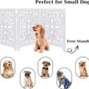 Lightnpro Foldable Carved Wooden Dog Gate - Freestanding 3-Panel Pet Barrier for Dogs - Decorative Walk-Over Fence for Stairs, Doorways & Hallways - Portable & Adjustable - Antique White (24x18 Inch)