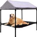 Elevated Dog Bed with Canopy, Outdoor Dog Bed with Removable Shade Tent for Small Medium Dogs, Breathable, Easy to Clean(36" x 25") (Bring a shed 24"x34", black)