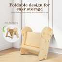 Wooden Toddler Step Stool, 2-Step Foldable Stool for Kids with Non-Slip Surface, Baby Bathroom Stool for Potty Training, Bathroom Sink, Kitchen Counter with Cute Mushroom Design, Natural