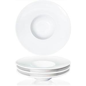 jinsongdafa Ceramics Rimmed Soup Bowls 5.1 oz, White 8.5 inch Exquisite small soup plate Set of 3, Pasta plates With Rim is the best choice for hotels, kitchens, fine restaurants and gourmets