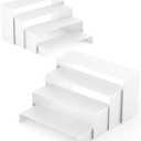 White Matte Metal Display Stand,8 Pcs 2 Set Display Risers, Metal Rectangular Display Shelf Holders for Showcase, Dessert, Perfume, Vendor Events, Cupcake Stands, Toys Display Shelves ( 8Pcs-White, 7L~8L~9L )