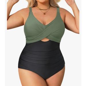 Daci Plus Size One Piece Swimsuits - Tummy Control Bathing Suit for Women Cutout Swimwear XXL