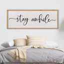 LuZhiQiang Living Room Wall Decor Stay Awhile Sign 40"15" Lets Stay Family Home for Entryway Black and White Rustic Home Large Wood Frame Wall Hanging Art (Wood)