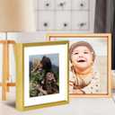 3x3 Picture Frame Set of 3, Brass Metal Square Photo Frames with HD Glass, Fits 2x2 with Mat or 3 x 3 without Mat, Display for Wall and Table