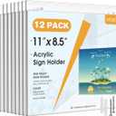 MaxGear Wall Mount Sign Holder 8.5 x 11 Inch, Clear Plastic Picture Frames with Mounting Screws, Door Sign Holders and Document Display Frame for Home, Office, Store, Landscape, 12 Pack