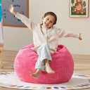 Hobestluk 2.5FT Bean Bag Chair Beanbags Small Bean Bag Chair with Filler Included Teardrop Bean Bag with Removable Cover for Bedroom Living Room (Small, Pink)