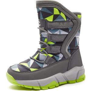 GUBARUN Boys Girls Snow Boots Winter Non-Slip Cold Weather Shoes(Little Kid 3-Grey/ Green)