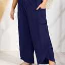 SEKINO Women's Plus Size Wide Leg Palazzo Pants High Waisted Boho Loose Casual Pant Flowy Beach Trousers with Pockets (XXL)