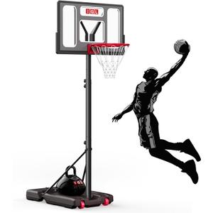IGL Portable Basketball Hoop, 5.6-10FT Adjustable Basketball Goal System, 40/44 Inch Outdoor Basketball Hoop & Goals for Kids, Youth, and Adults in The Backyard, Driveway with PC Backboard