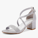 mysoft Women's 2.25 Inch Low Chunky Heels Dress Pump Open Toe Cross Ankle Strap Wedding Block Heeled Sandals, size 9.5