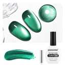 3 x JODSONE Green Cat Eye Gel Nail Polish with Magnet 16.5ml Single Color Magnetic Gel Polish for Holographic Glitter Cat Eye Reflective Translucent Need U V Lamp