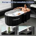 Portable Bathtub for Adult 59" Large Collapsible Cold Plunge Bathtub Foldable No Installation Ice Bath Tub for Shower Stall, Bathroom Hot SPA Soaking Standing Tub, 59''Lx21.6''Wx19.7''H