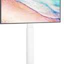 YOMT Portable Floor TV Stand on Wheels for 32-70 Inch TVs, Tall Universal Rolling TV Stand with Swivel Mount, Elegant Lockable Mobile TV Cart with Wood Base for Living Room, Bedroom, Dorm (White) (Basic)