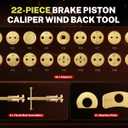 BILITOOLS Brake Caliper Compression Tool, 22-Piece Heavy Duty Disc Brake Caliper Piston Rewind Wind Back Tool with 18 Adapters