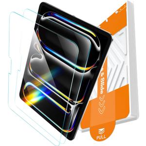 EZ-GLAZ-2 Pack for iPad Pro 11 Inch Screen Protector M5/M4 (2025/2024), Military-Grade Shatterproof, 9H+ Tempered Glass with Installation Box, Anti-Scratch, Apple Pencil Compatible, HD Clarity, Bubble Free