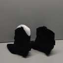 Womens Ankle Fold Over Boots Chunky Mid Heel Booties Retro Pointed Pointed Toe Side Zipper Short Boots Heeled Shoes for Women Fall Winter (7.5, Black-suede)