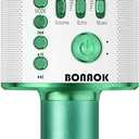 BONAOK Wireless Bluetooth Karaoke Microphone, 3-in-1 Portable Handheld Mic Speaker for All Smartphones, Gifts for Boys Kids Adults All Age Q37(Green)