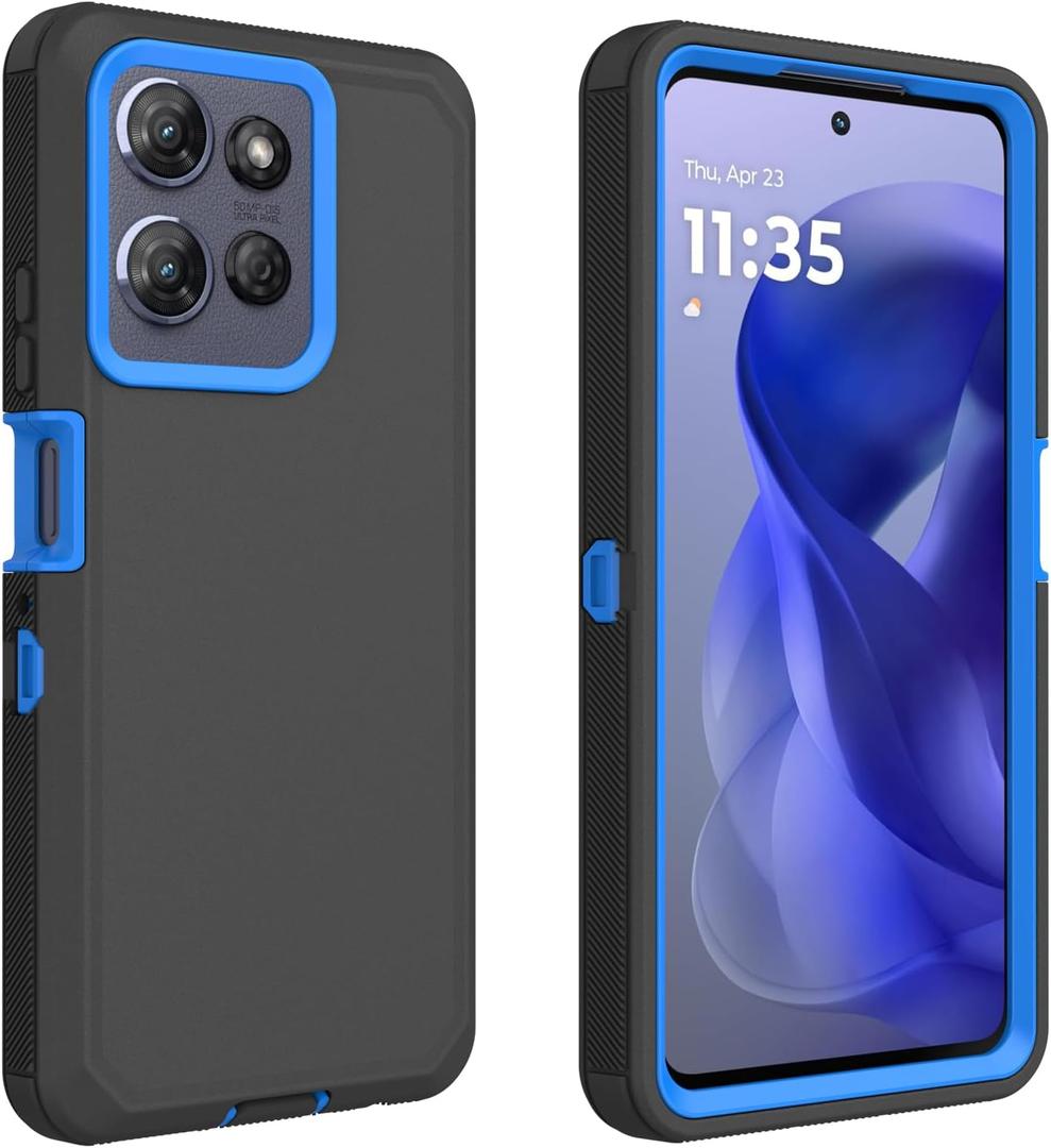 for Motorola Moto G Power 2025 Case/Moto G Power 2026 Case, Heavy Duty Bumper Case Shockproof Dustproof 3 in 1 Rugged Protective Phone Cover (Blue/Black)