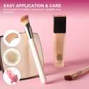 Angled Foundation Brush and Concealer Brush Set, 2 Pack Concealer Brushes Under Eye Kabuki Face Blending Makeup Brush for Nose Contour Brush, Cover Dark Circles, Blending, Liquid, Cream Pink