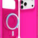 oakxco Silicone Case for iPhone 17 Pro Max Compatible with Magsafe Magnetic Wireless Charging, Slim Thin Soft Rubber Gel with Magnet, Matte TPU Mag Cover for Women Men, Neon Hot Pink