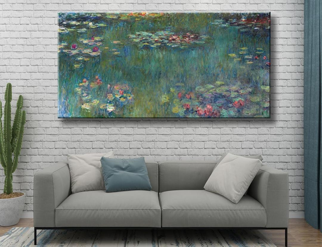 msspart Large Water Lilies by Claude Monet Canvas Wall Art Famous Painting - Classic Canvas Art Wall Decor Picture Print for Home Office Wall Decor-24" x48"
