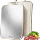 Stainless Steel Cutting Board, Double Sided Steel Cutting Boards for kitchen, Non Toxic Stainless Steel/Wheat straw pp Large size for meat, 17 x 11 Inch,Dishwasher Safe,luxury style Aesthetic chopping