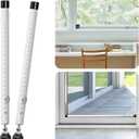 Sliding Door Security Bar, 2 Pack 18"-50" Adjustable Window Security Bars with Rubber Tips, Heavy Duty Door Jammer, Window Bars Security Inside, Window Lock Bar for Home Apartment Travel Patio (White)