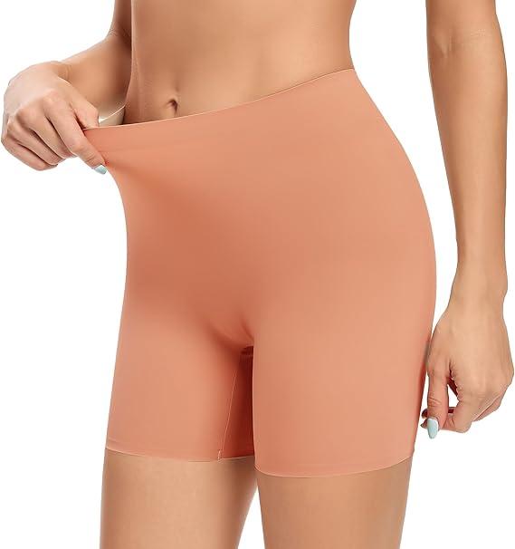 Seamless Shaping Boyshorts Panties for Women Slip Shorts Under Dress Shapewear Shorts Tummy Control Underwear (A# Brown-3, Large)