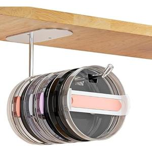 Pack of 3, MIAHIAM Tumbler Lid Organizer, Stanley Tumbler/Tumbler Lid Hook for Yeti Tumbler,Self-Adhesive or Drilling Tumbler Lid Hook for Kitchen Organizers and Storage (1 Pack)