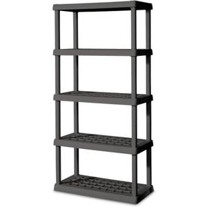 Sterilite 2-Pack 5 Shelf Unit, Heavy-Duty Shelving Storage Rack for Home and Garage, Gray - Multipurpose Plastic Organizer Shelves for Smart Organization