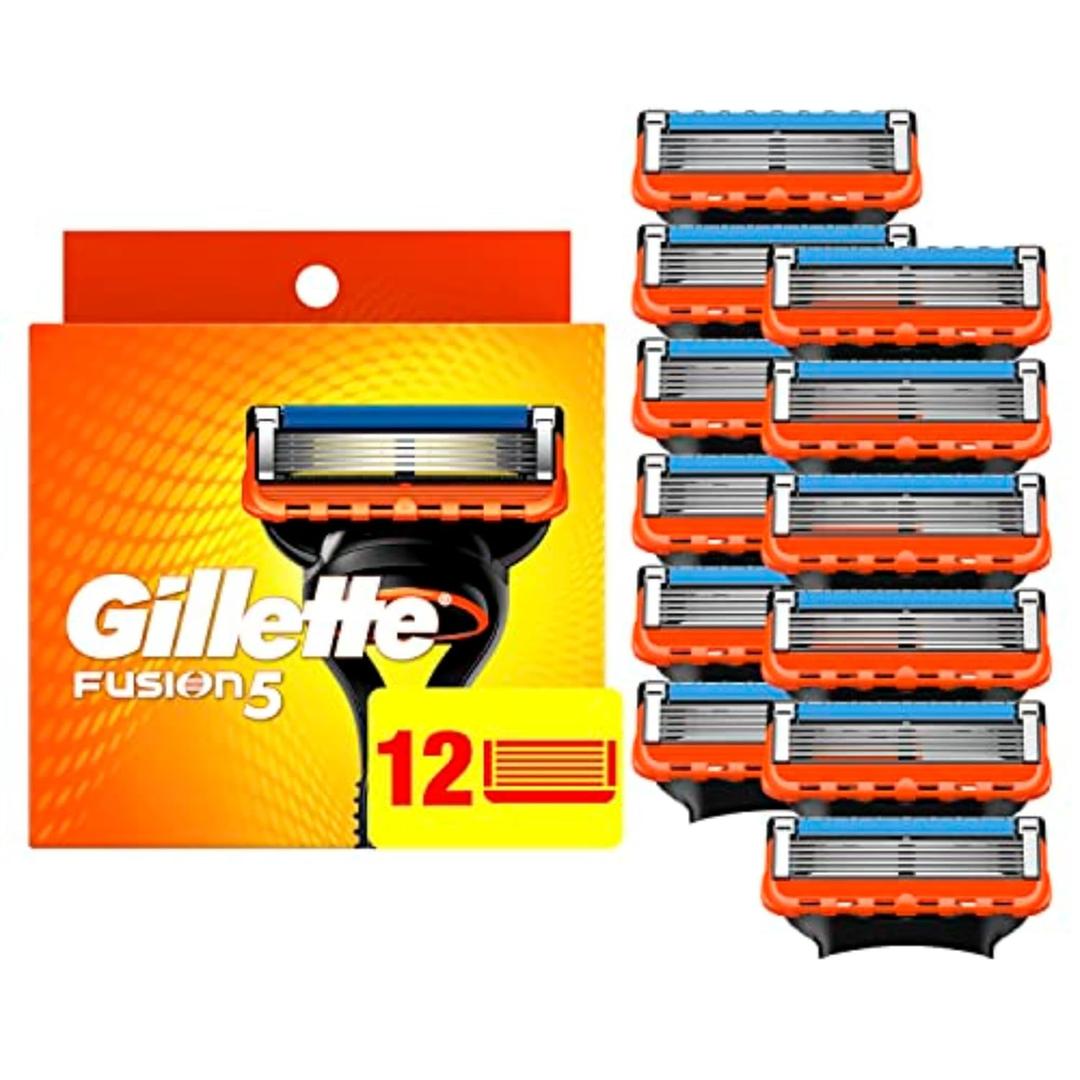 Gillette Fusion5 Razor Blade Refills for men- 12 Count  5-Bladed with Lubrication Strip and Precision Trimmer