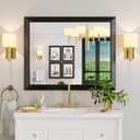 Amorho Black Bathroom Mirror, 40X32 Inch Thick Metal Framed Wall Mirrors for Vanity, Bedroom, Living Room, Entryway, Rectangle Wall-Mounted Mirrors(Horizontal/Vertical).