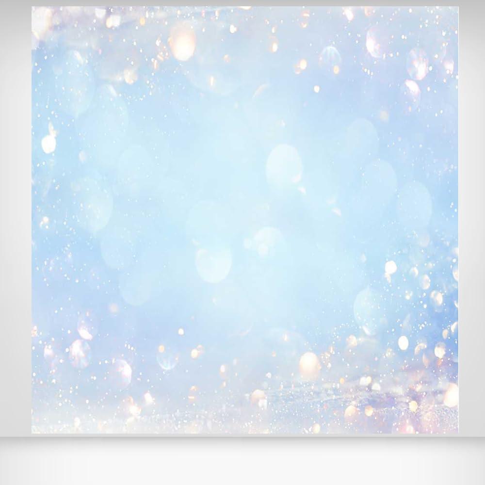 Bokeh Backdrop - 10x10ft Winter Wonderland Banner Snowflakes Sparkle Christmas Holiday Party Decoration Festive Photo Booth Blue White Violet Birthday Background(Not Real Glitter)