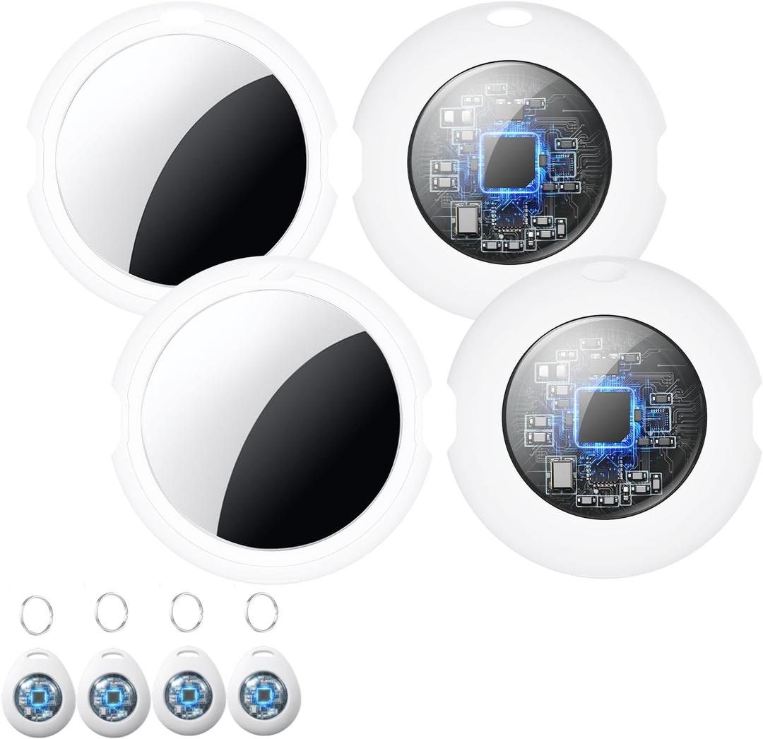 4 Pack Smart Bluetooth Tracker Tags [Apple MFi Certified] Air Key Finder Works with Apple Find My (iOS Only)Waterproof Global Tracking Tags Item Locator Sound Alarm for Kids Pets Luggage Dogs Backpack