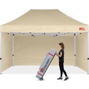 MASTERCANOPY Heavy Duty Pop-up Canopy Tent with Sidewalls (10x15,Beige)