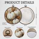 Giosve Vintage Rustic Fall White Pumpkin Round Wall Art Canvas Framed Poster, Farmhouse Autumn Pumpkin Maple Leaf Hanging Wall Sculptures for Kitchen Home Bedroom Living Room Decor, 10x10 Inch