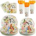 Teenyyou 175 Pcs Easter Party Supplies He Is Risen Easter Religious Plate and Napkin Set He Is Risen Garden Paper Tableware Set to Serve 25 Guest Vintage Spring Disposable Dinnerware for Holiday Party
