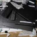 Karl home MDF Computer Desk with Strip Socket, Home Office Desk Writing Desk, Office Table with 3 Drawers and Storage Cabinet for Studio, Apartment, Coffee, Black