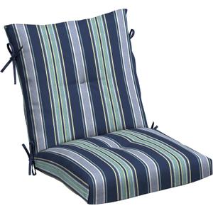 Arden Outdoor Plush Modern Tufted Blowfill Dining Chair Cushion, 21 x 40, Rain-Proof, Fade Resistant, Tufted Cushion for Dining and Bistro Chairs Sapphire Aurora Blue Stripe