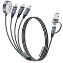 hitfine Travel Essentials,Multi Charging Cable for Apple Watch/iPhone/Samsung Phone Charger,Type C Cable Cord for iWatch Ultra/102/iPhone 1711/Samsung S25S20,Android Phone,Airpods,Car[1.2M]Black