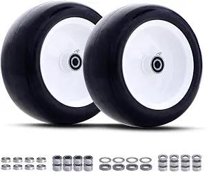 MAXROLLORS (2 Pack) 13x5.00-6 Flat Free Lawn Mower Tire and Wheel Assembly
Universal 3/4", 5/8" and 1/2" Bearings, 4.3"-6.7" Hub, 500Lbs Load, Solid Smooth Front Caster for Zero Turn Mower