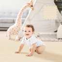 Puzzle Play Mat 16 Tiles with 32 Border Pieces, Interlocking Stitching Mat with Border for Living Room Playroom Gym, 11.8 x 11.8 Inch Beige