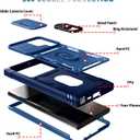 for Samsung Galaxy S23 Ultra Case Military Grade Drop Shock Protection Cell Phone Cover with Slide Camera Cover Built-in 360 Rotate Ring Stand for S23 Ultra 6.8 - Blue