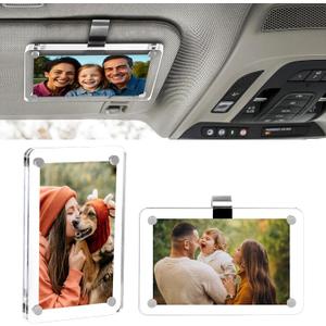 Car Picture Frame Magnetic with Sun Visor Clip Photo Holder Safe Personalized Display for Polaroid Pictures Universal Acrylic