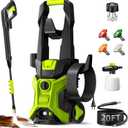 Electric Pressure Washer - 2.5 GPM Portable Lightweight Power Washer, 4 Quick-Connect Nozzles & Adjustable Soap Tank Pressure Washers for Cars, Driveways, Patios, Fences, Decks, Facade, Home Cleaning