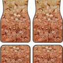 4-Piece Autumn-Hued Floral Car Floor Mats Universal Vehicle Front Rear Carpets for Truck SUV Van Sedans (Flower Plants)