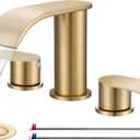 Ultimate Unicorn 8 inch Bathroom Faucet Champagne Bronze, Waterfall Bathroom Sink Faucet with Metal Pop-up Sink Drain Stopper and 2 Supply Hoses, DJS-MP-3JT-CG-PB-C