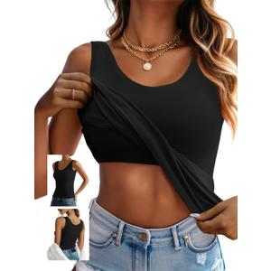 Ninee Camisole Tops for Women with Built in Bra Adjustable Strap Tank Top Casual Basic Cami Tanks, Size: X-Large
